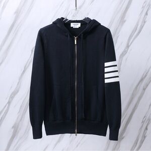 Thom Browne Dark Blue Hoodie with White Accents